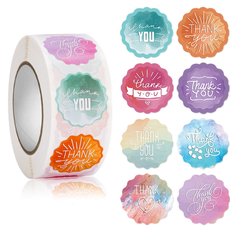 5 PCS Floral Background Thank you Sticker Seal Sticker, Size: 2.5cm / 1 Inch
