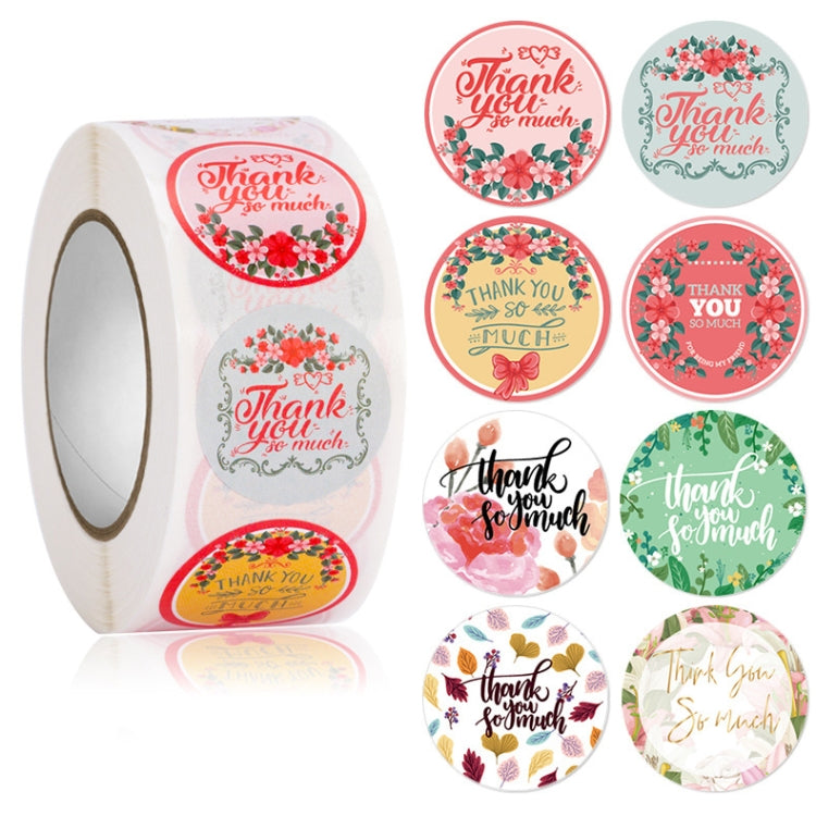 5 PCS Floral Background Thank you Sticker Seal Sticker, Size: 2.5cm / 1 Inch
