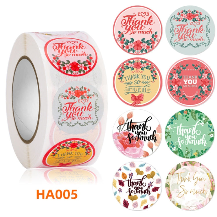 5 PCS Floral Background Thank you Sticker Seal Sticker, Size: 2.5cm / 1 Inch