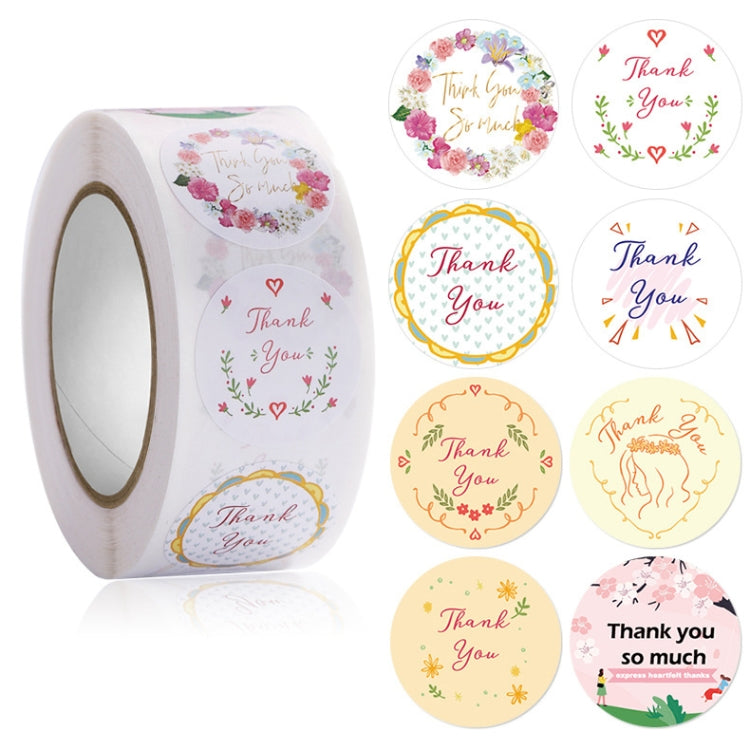 5 PCS Floral Background Thank you Sticker Seal Sticker, Size: 2.5cm / 1 Inch
