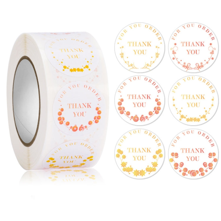 5 PCS Floral Background Thank you Sticker Seal Sticker, Size: 2.5cm / 1 Inch