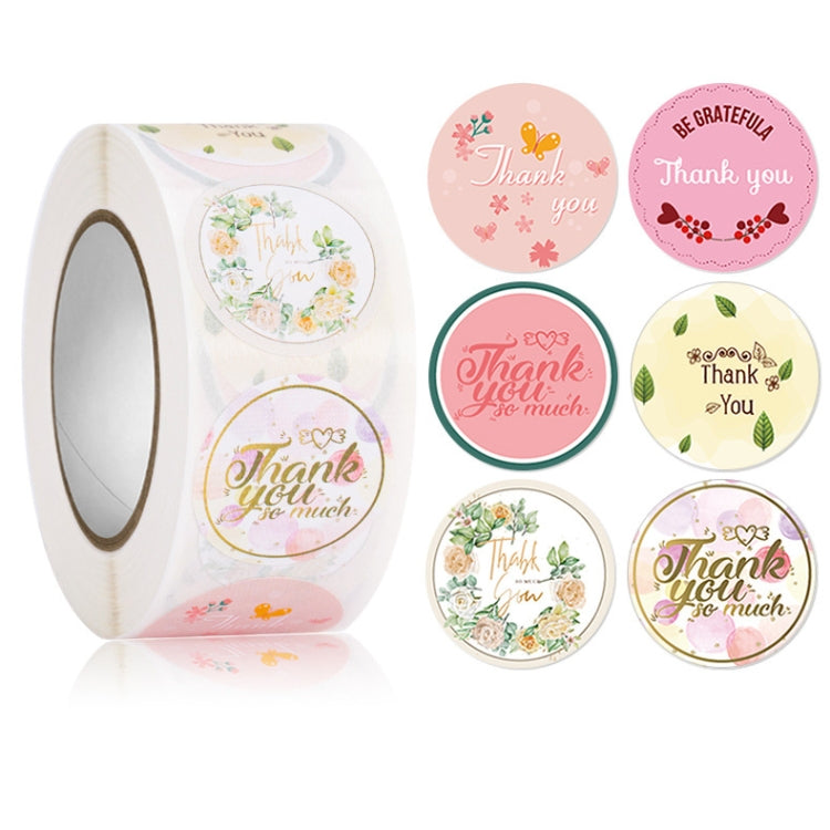 5 PCS Floral Background Thank you Sticker Seal Sticker, Size: 2.5cm / 1 Inch
