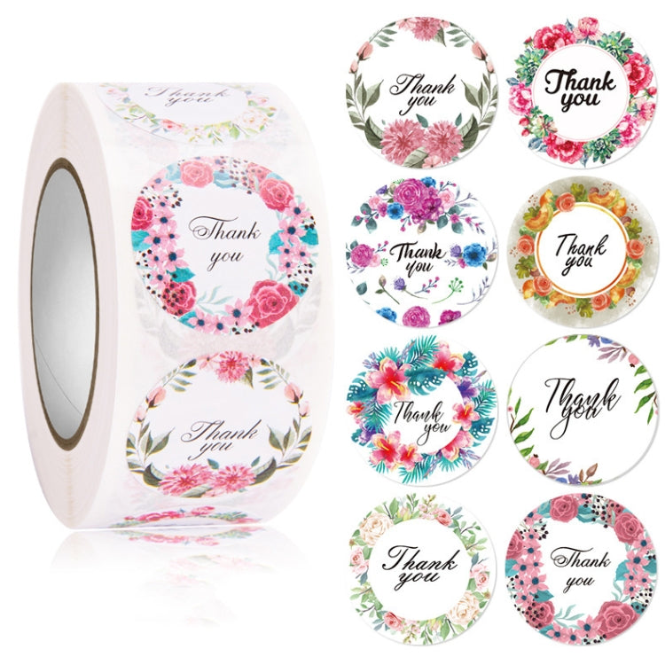 5 PCS Floral Background Thank you Sticker Seal Sticker, Size: 2.5cm / 1 Inch