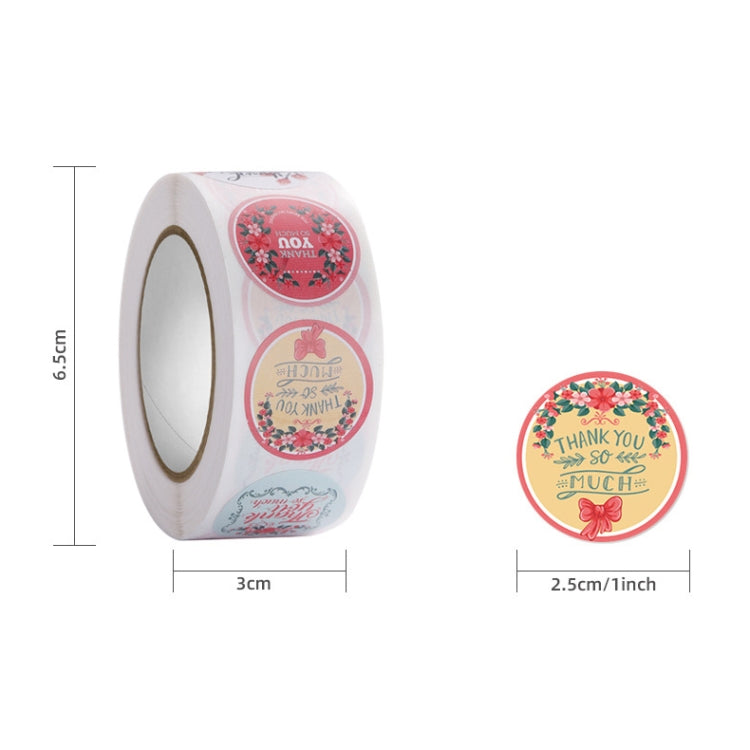 5 PCS Floral Background Thank you Sticker Seal Sticker, Size: 2.5cm / 1 Inch