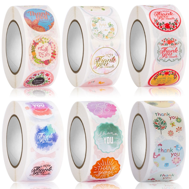 5 PCS Floral Background Thank you Sticker Seal Sticker, Size: 2.5cm / 1 Inch
