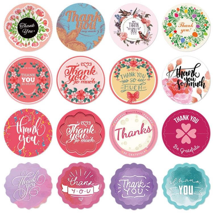 5 PCS Floral Background Thank you Sticker Seal Sticker, Size: 2.5cm / 1 Inch