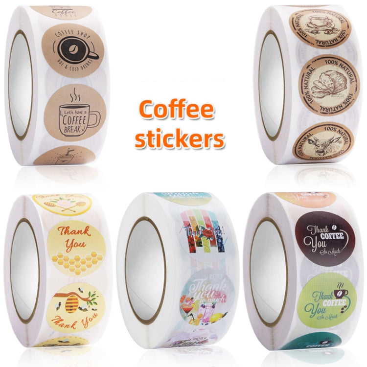 5 PCS Pearl Milk Tea Cup Thank You Sticker Coffee Shop Sealing Sticker, Size: 2.5cm / 1 Inch
