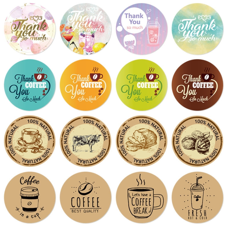 5 PCS Pearl Milk Tea Cup Thank You Sticker Coffee Shop Sealing Sticker, Size: 2.5cm / 1 Inch