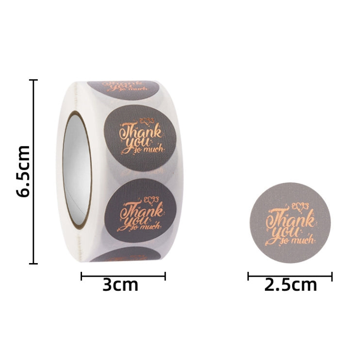 3 PCS Special Fabric Paper Thank You Bronzing Self-adhesive Sticker, Size: 2.5cm / 1 Inch