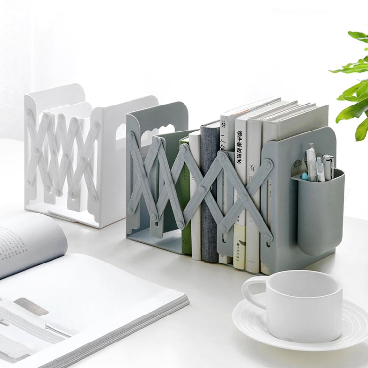 Desktop Folding And Retractable Book Storage Stand, Color: White