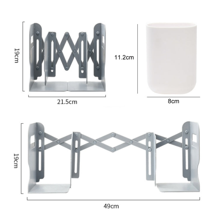 Desktop Folding And Retractable Book Storage Stand, Color: Grey