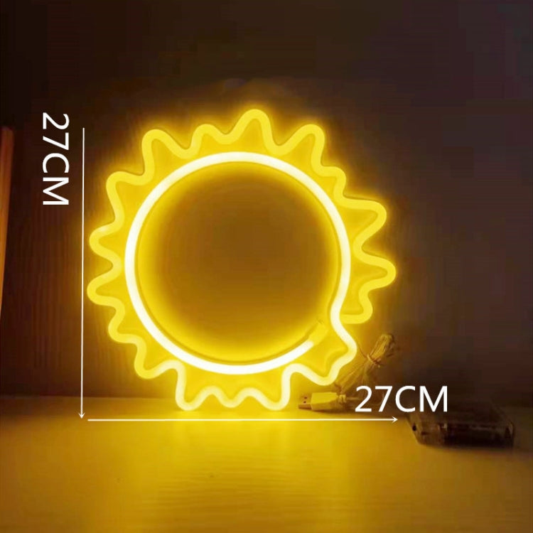 Neon LED Modeling Lamp Decoration Night Light, Style: Yellow Light Sun