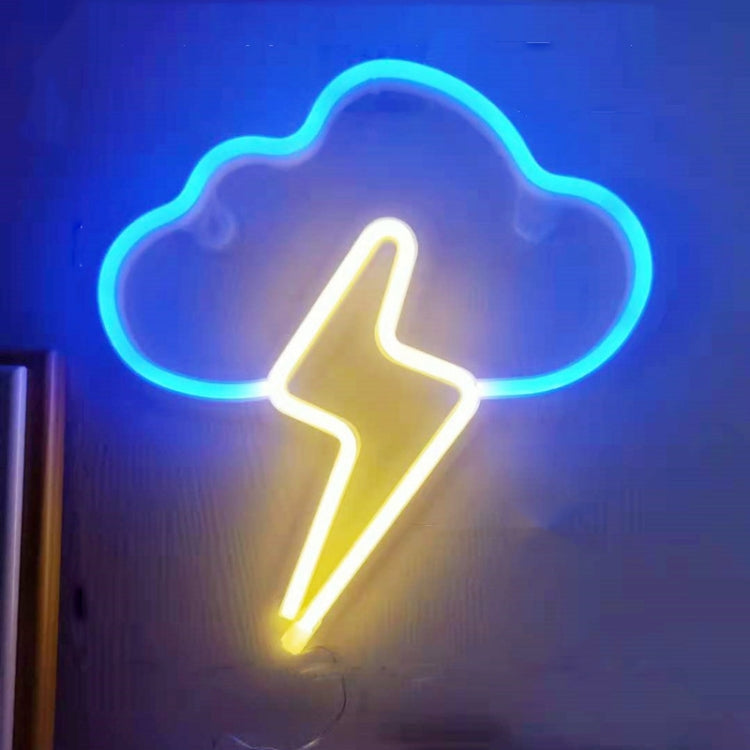 Neon LED Modeling Lamp Decoration Night Light, Style: Blue +Warm Thundershower