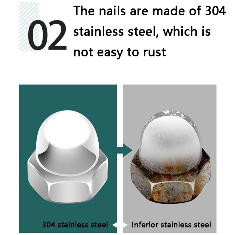 8 PCS Wl-001-30 8x8cm Stainless Steel Punch-Free Hook Stickers, Nail Length: 14mm