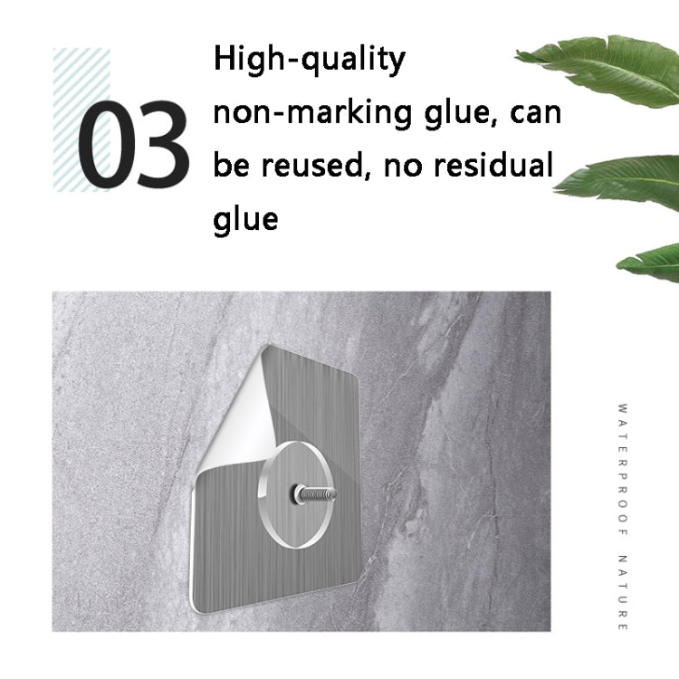 8 PCS Wl-001-30 8x8cm Stainless Steel Punch-Free Hook Stickers, Nail Length: 14mm