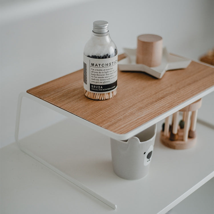 Wooden Kitchen Spice Bottle Wrought Iron Single-Layer Shelf, Size: Medium 28x21.5x11.5cm