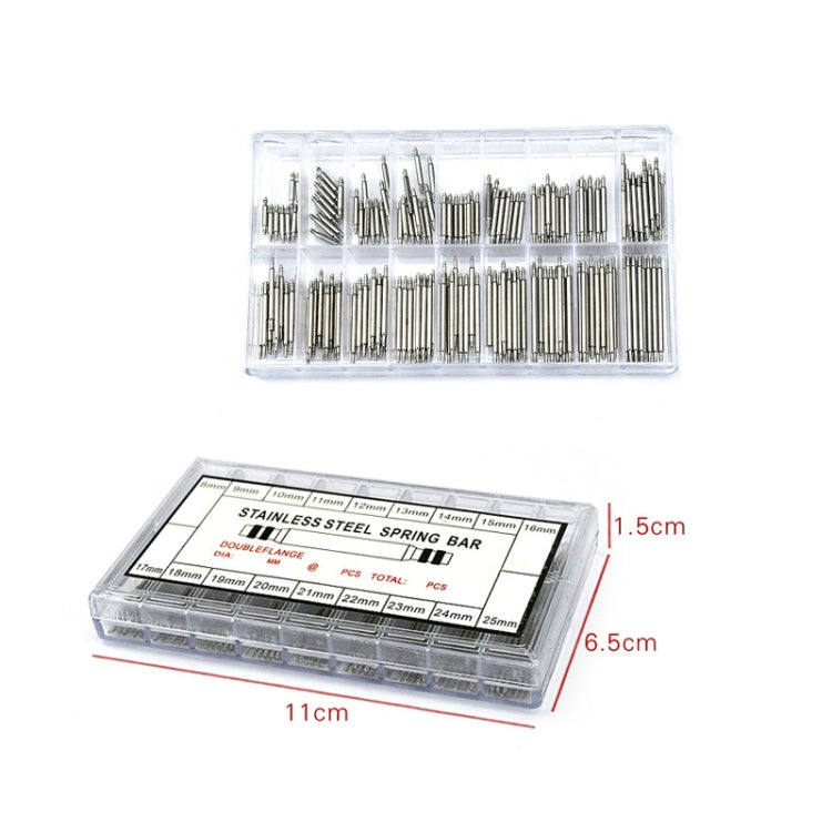 2 Boxes 270 PCS / Box C015 8-25mm Stainless Steel Seamless Box Packing Spring Bar
