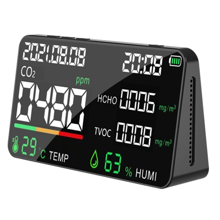 HD05 5 In1 CO2 TVOC HCHO Detector Air Quality Monitor, Specification: Black Semiconductor