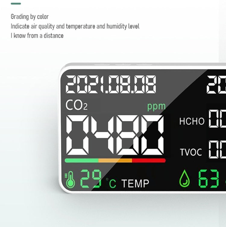 HD05 5 In1 CO2 TVOC HCHO Detector Air Quality Monitor, Specification: Black Semiconductor