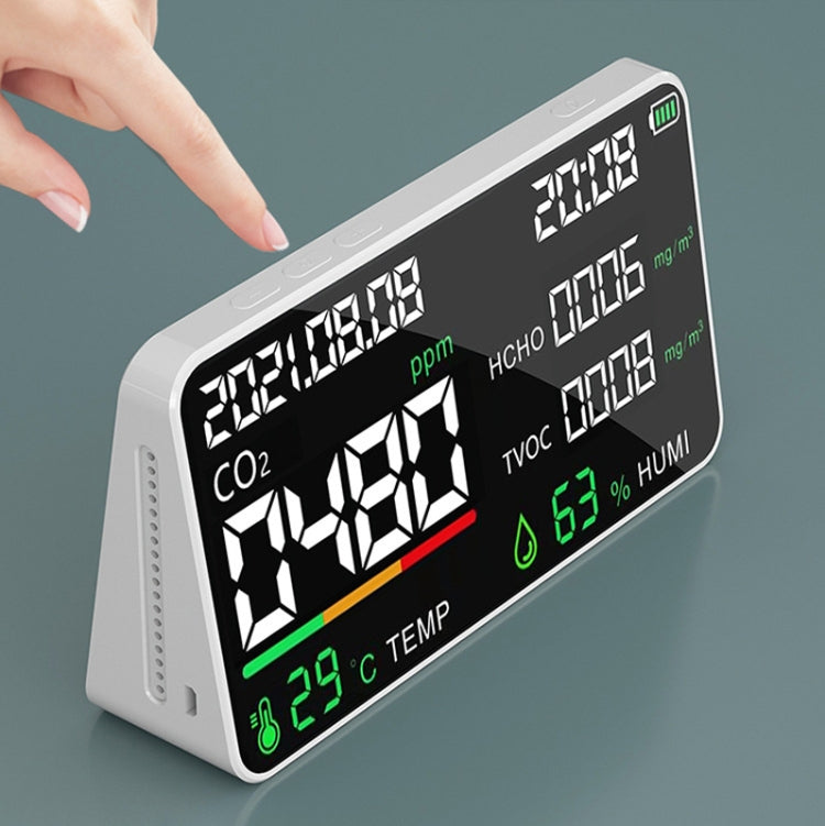 HD05 5 In1 CO2 TVOC HCHO Detector Air Quality Monitor, Specification: White Infrared