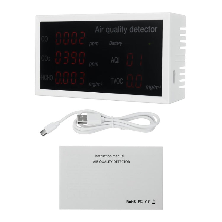 W17 5 In 1 CO CO2 HCHO TVOC AQI Monitor Air Quality Detector