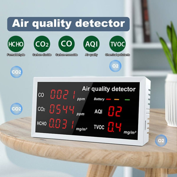 W17 5 In 1 CO CO2 HCHO TVOC AQI Monitor Air Quality Detector