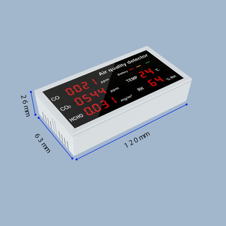 W17A  5 In 1 CO CO2 HCHO TVOC Temperature And Humidity  Air Quality Detector
