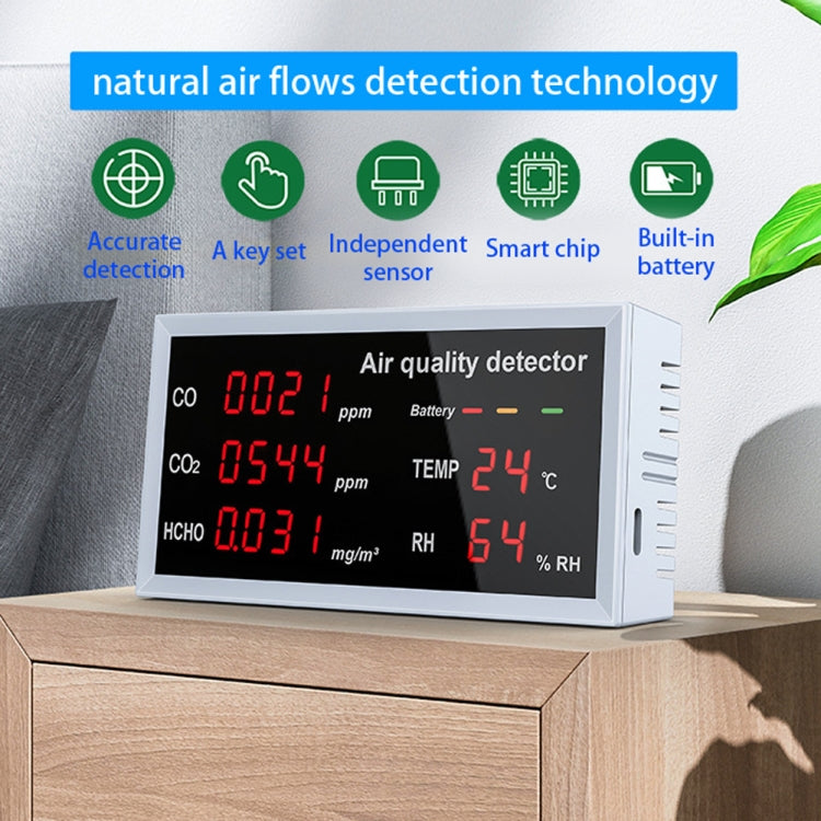 W17A  5 In 1 CO CO2 HCHO TVOC Temperature And Humidity  Air Quality Detector