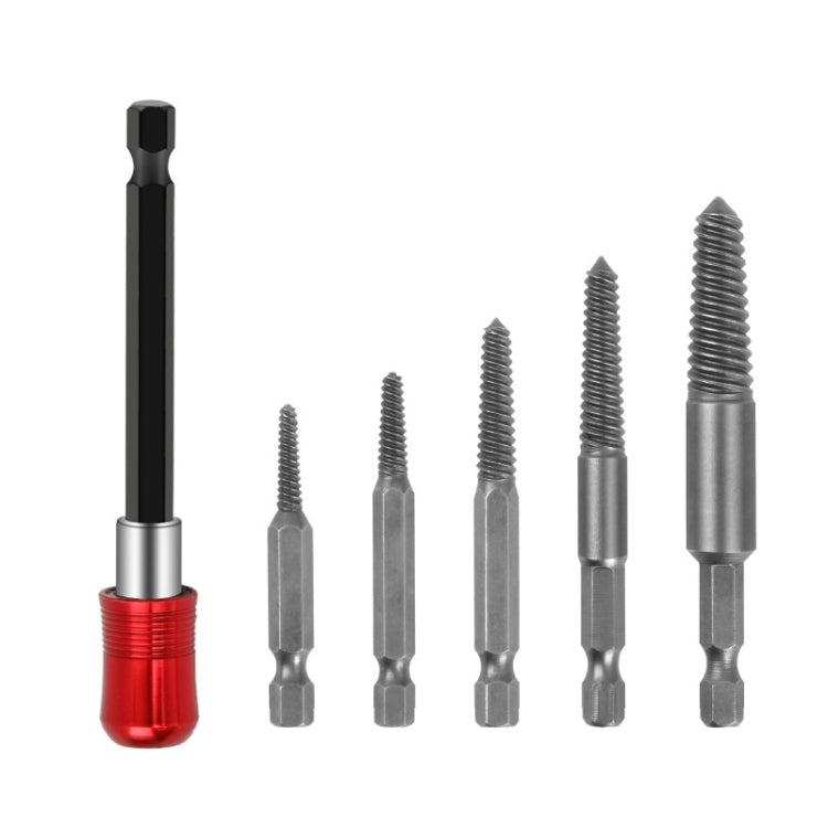 5 In 1 Long Thread+100mm Self-locking Pole Screw Extractor Six Corner Electric Take-Out Tool