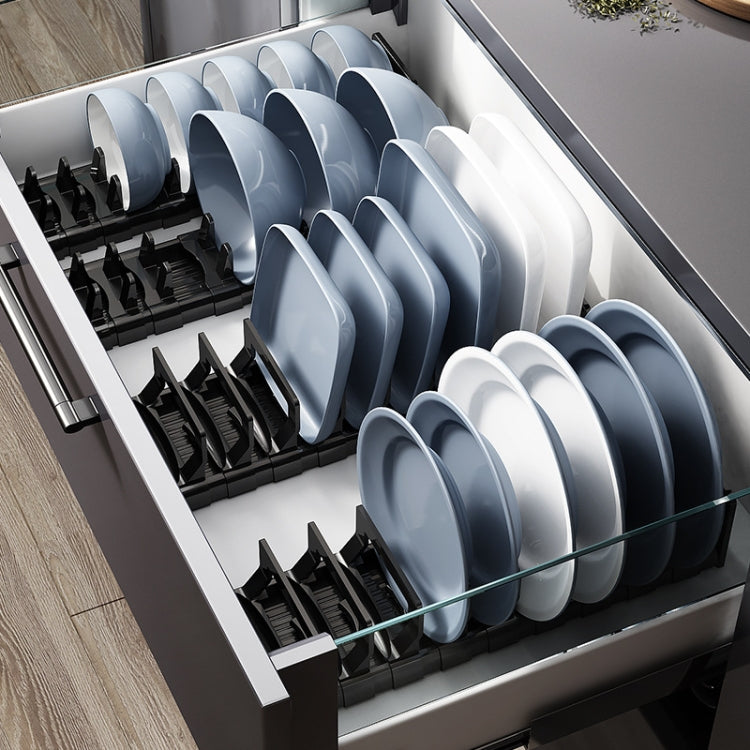 40cm Bowl Rack Kitchen Drawer Built-In Storage Rack Layered Partition Tableware Rack