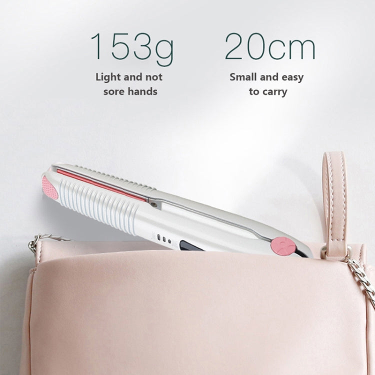2 In 1 Electric Splint Hair Curling Wireless Hair Straightener(Pearl White)
