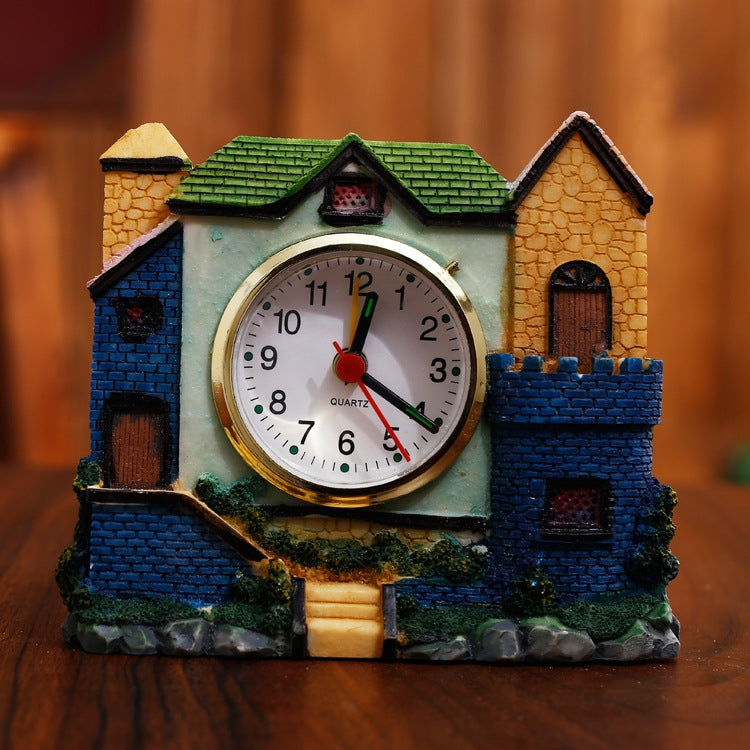 2 PCS Castle Alarm Clock Home Desktop Decoration