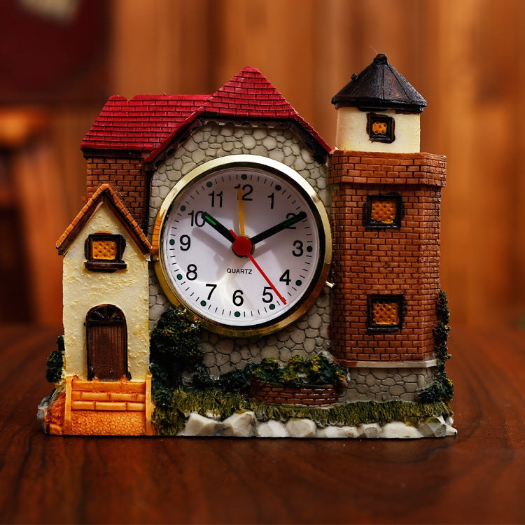 2 PCS Castle Alarm Clock Home Desktop Decoration