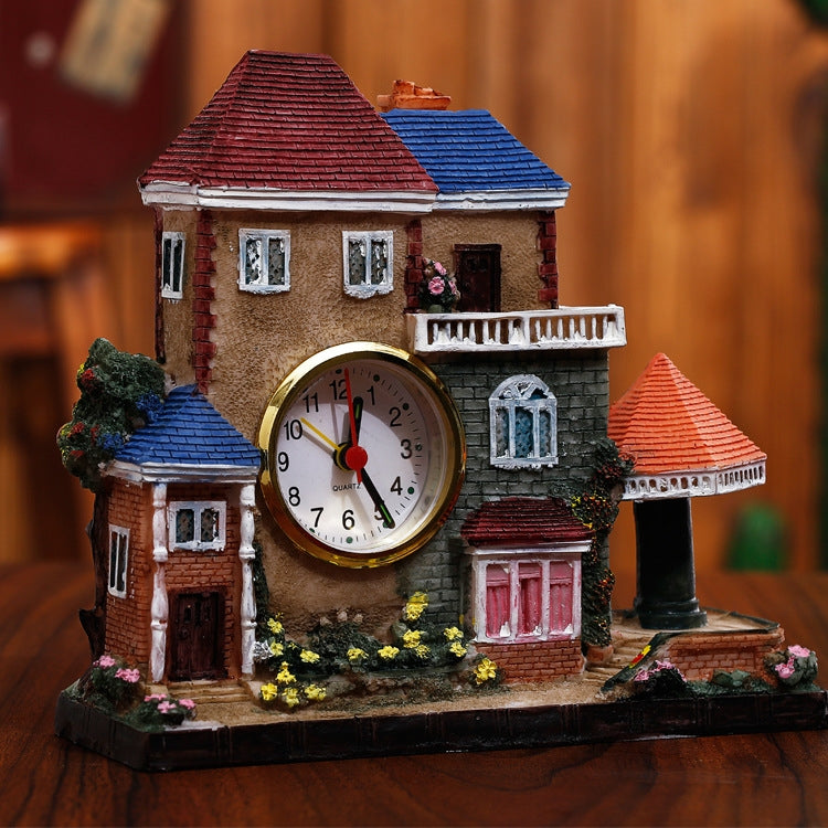 Big Castle Alarm Clock Villa Resin Craft Ornament