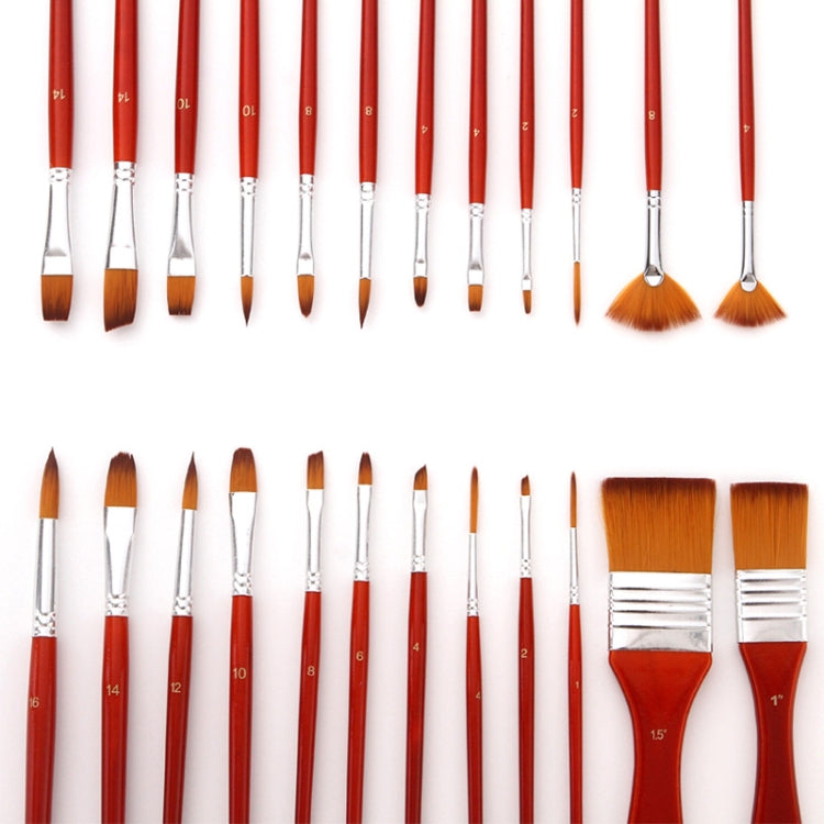 24 PCS/Set Canvas Bag Nylon Wool Gouache Brush Set(Red Pole)