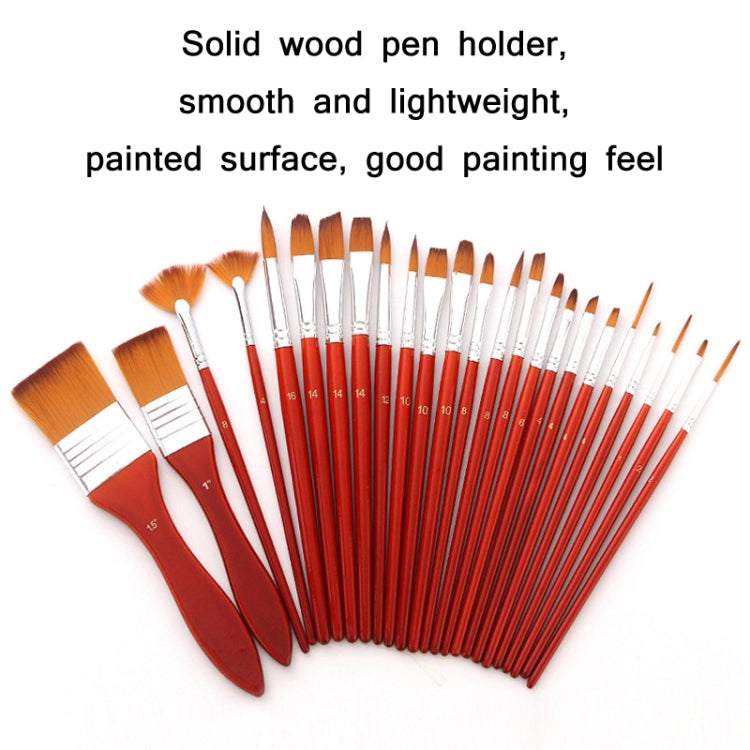 24 PCS/Set Canvas Bag Nylon Wool Gouache Brush Set(Red Pole)