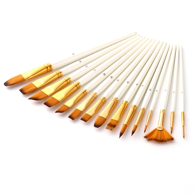 15 PCS/Set Oil Painting Pen Set + Tarpaulin Bag With Spatula Sponge(Pearl White Rod)