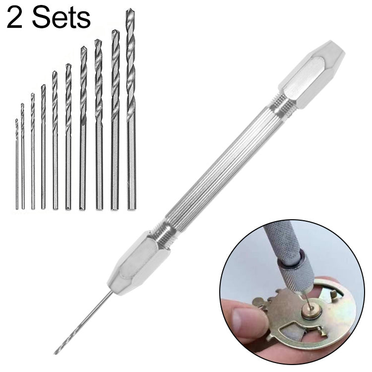 2 Sets Double-ended Steel Pick + 10 Drills Aluminum Slloy Hand Drill Punch