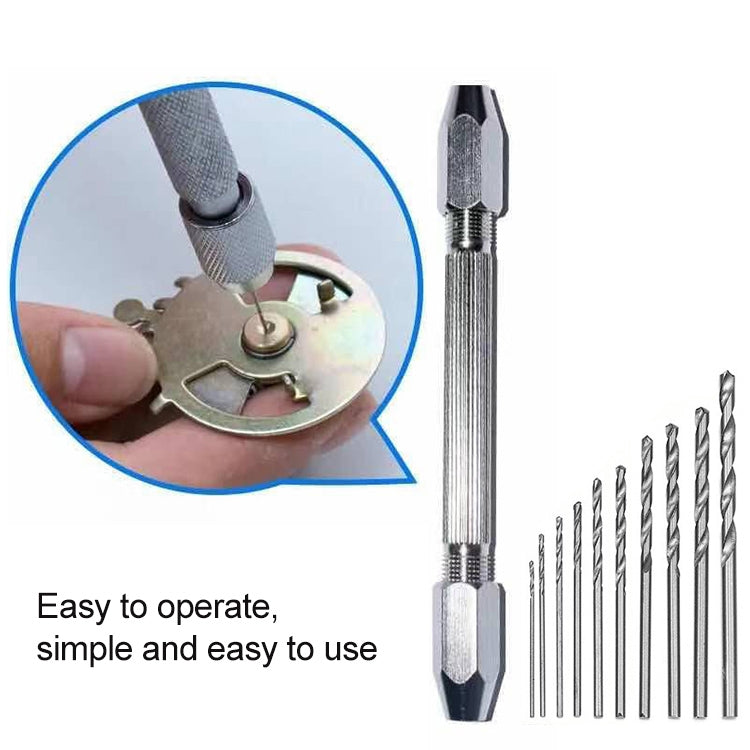 2 Sets Double-ended Steel Pick + 10 Drills Aluminum Slloy Hand Drill Punch