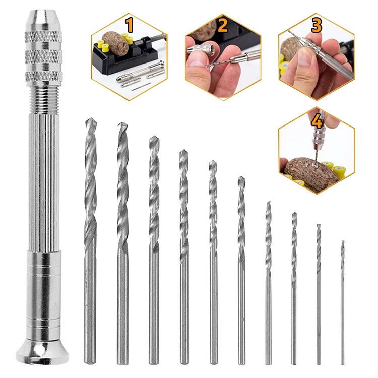 Steel Pick + Holder + 10 Drills Aluminum Slloy Hand Drill Punch