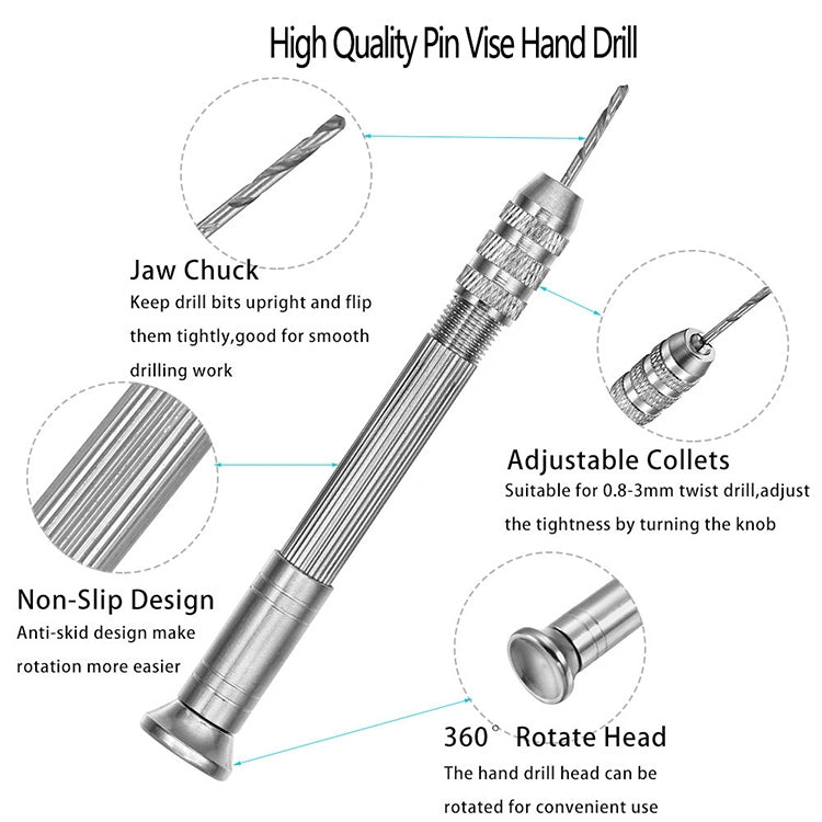 Steel Pick + Holder + 10 Drills Aluminum Slloy Hand Drill Punch