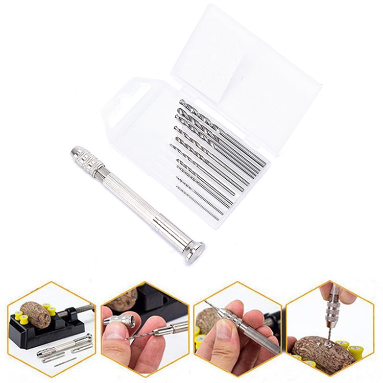 Steel Pick + Holder + 10 Drills Aluminum Slloy Hand Drill Punch