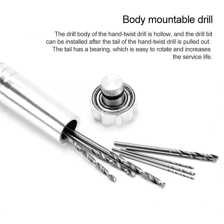 Hand Twist Drill + 10 Drills Aluminum Slloy Hand Drill Punch