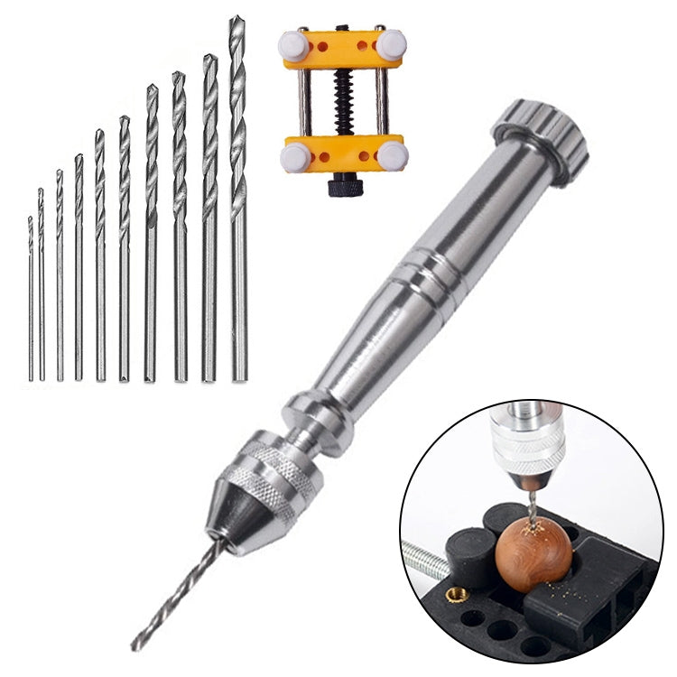 Hand Twist Drill + Holder + 10 Drills Aluminum Slloy Hand Drill Punch