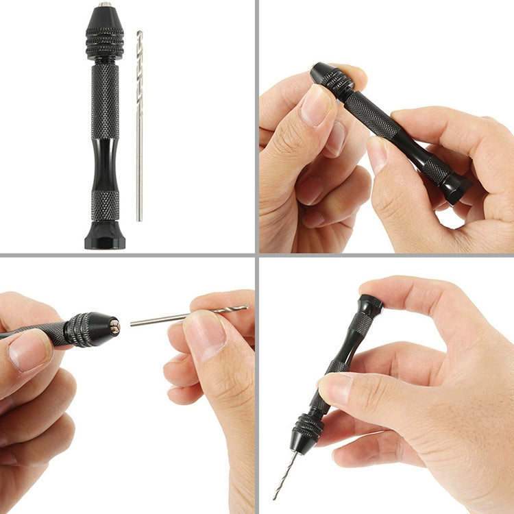 Black Hand Twist Drill bit + 10 Drills Aluminum Slloy Hand Drill Punch