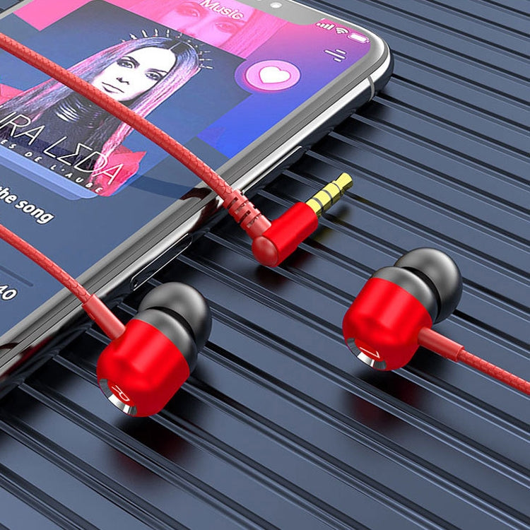 2 PCS TS6000 3.5mm Metal Elbow In-Ear Wired Control Earphone with Mic