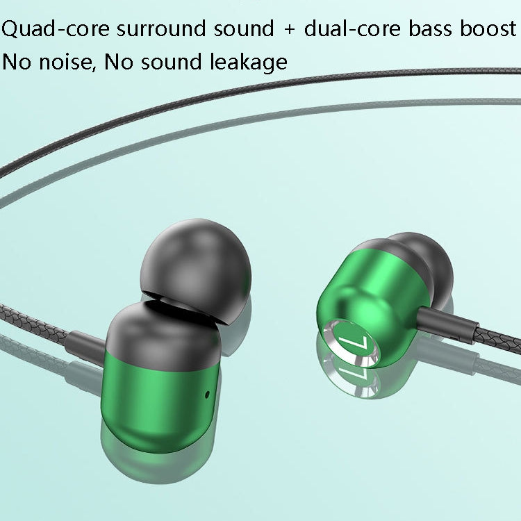 2 PCS TS6000 3.5mm Metal Elbow In-Ear Wired Control Earphone with Mic