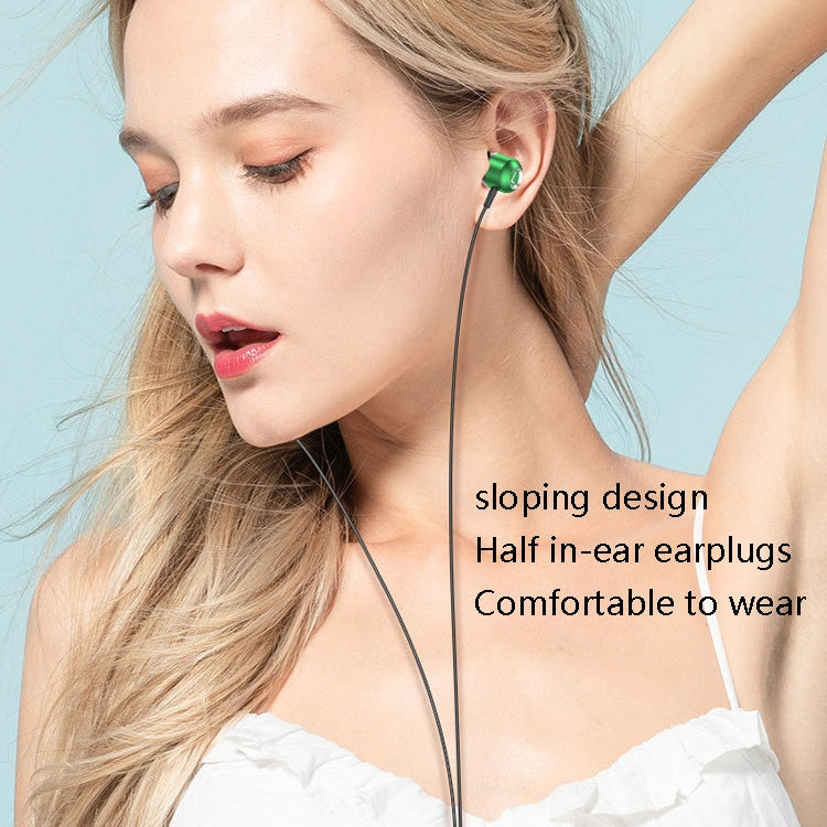 2 PCS TS6000 3.5mm Metal Elbow In-Ear Wired Control Earphone with Mic