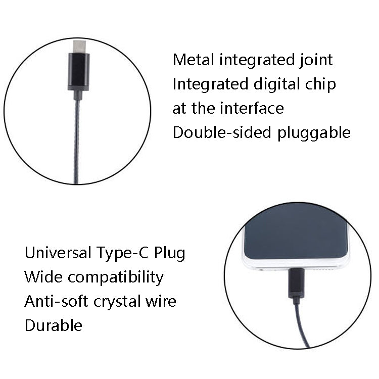 2 PCS TS1812 Type-C Plug In-Ear Digital Wired Earphone With Mic(Black)