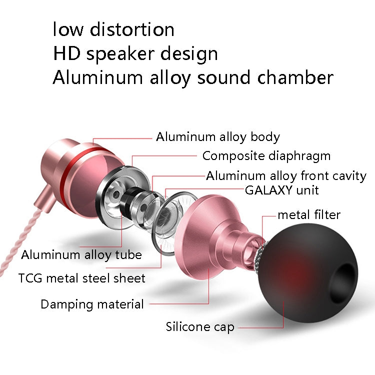 2 PCS TS8 3.5mm In-Ear Metal Wired Control Phone Earphone